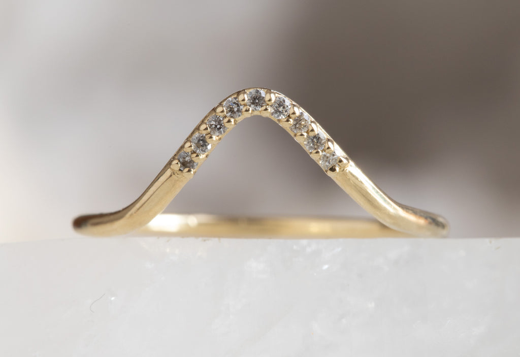 yellow gold pavé diamond stacking band