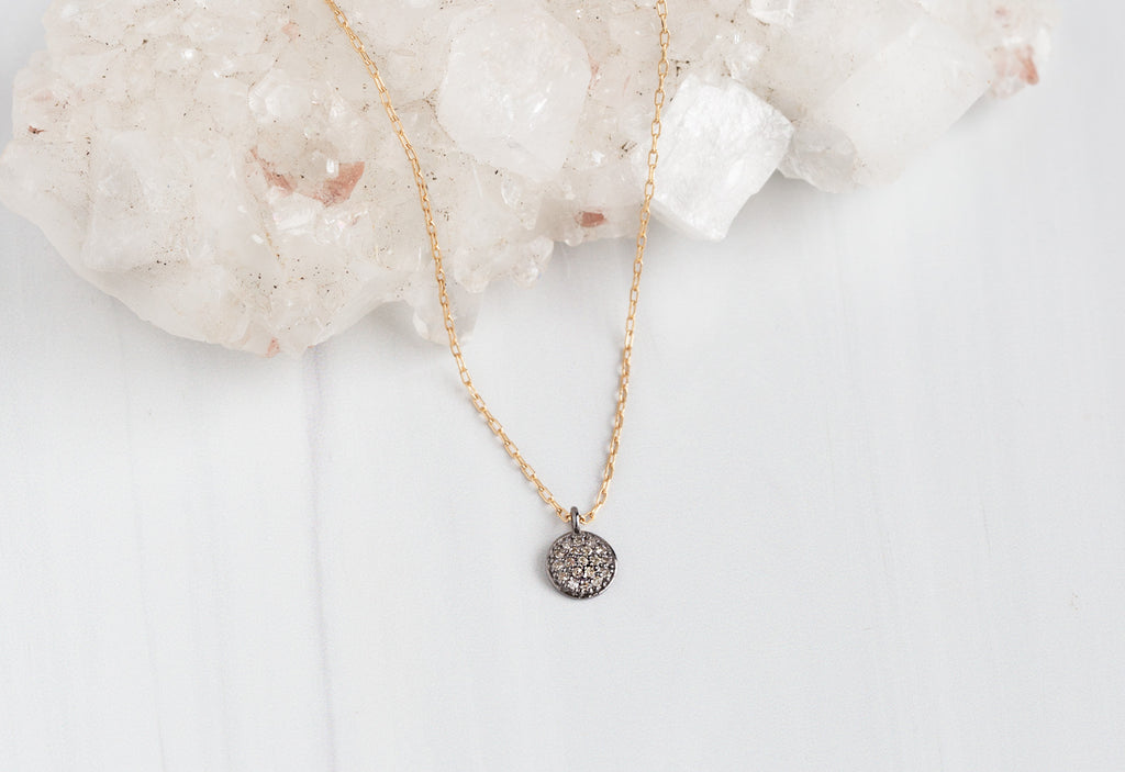 Pavé Diamond Disc Necklace