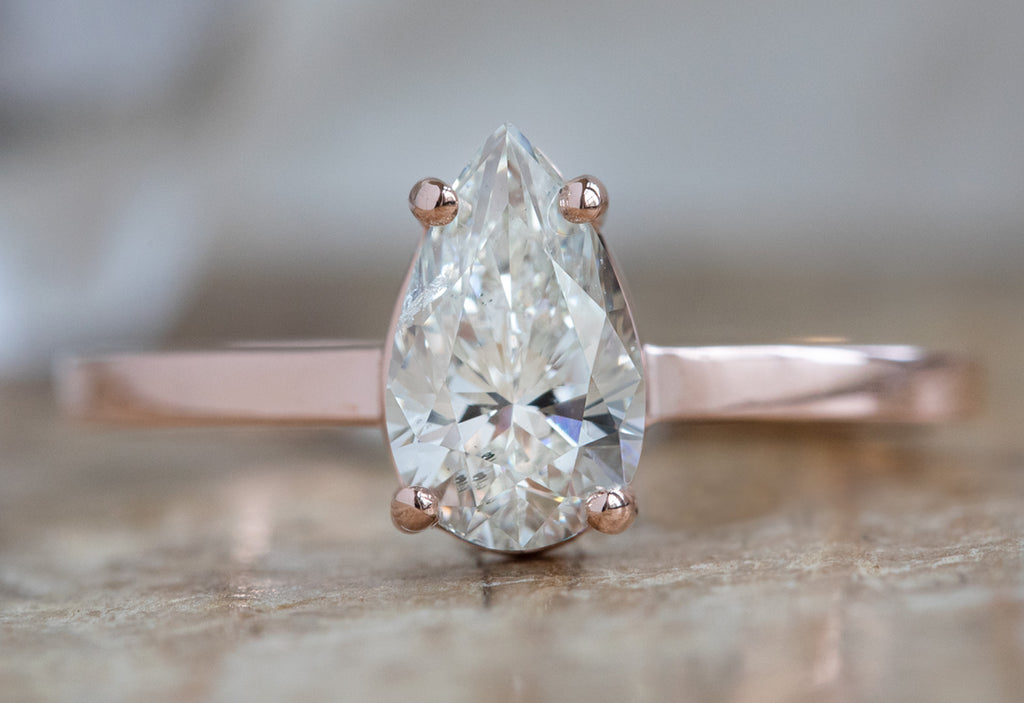 The Bryn Ring with a White Pear-Cut Diamond