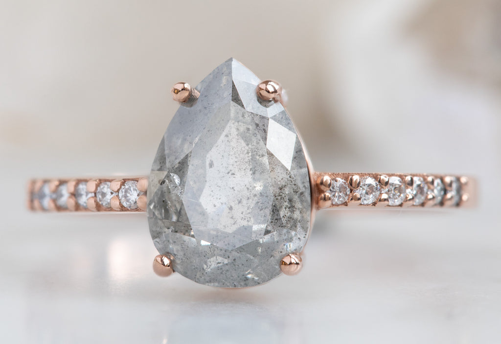 The Willow Ring with a Grey Pear-Cut Diamond
