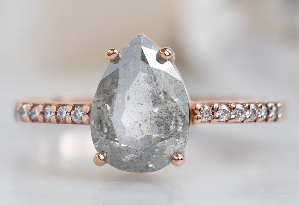 The Willow Ring with a Grey Pear-Cut Diamond