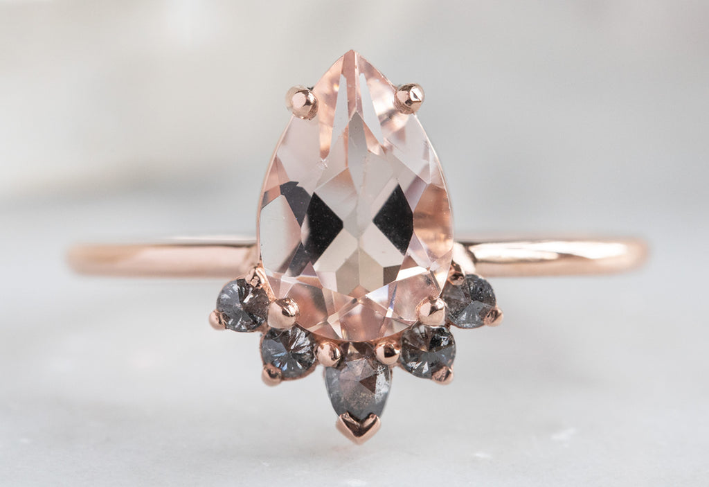The Aster Ring with a Pear-Cut Morganite