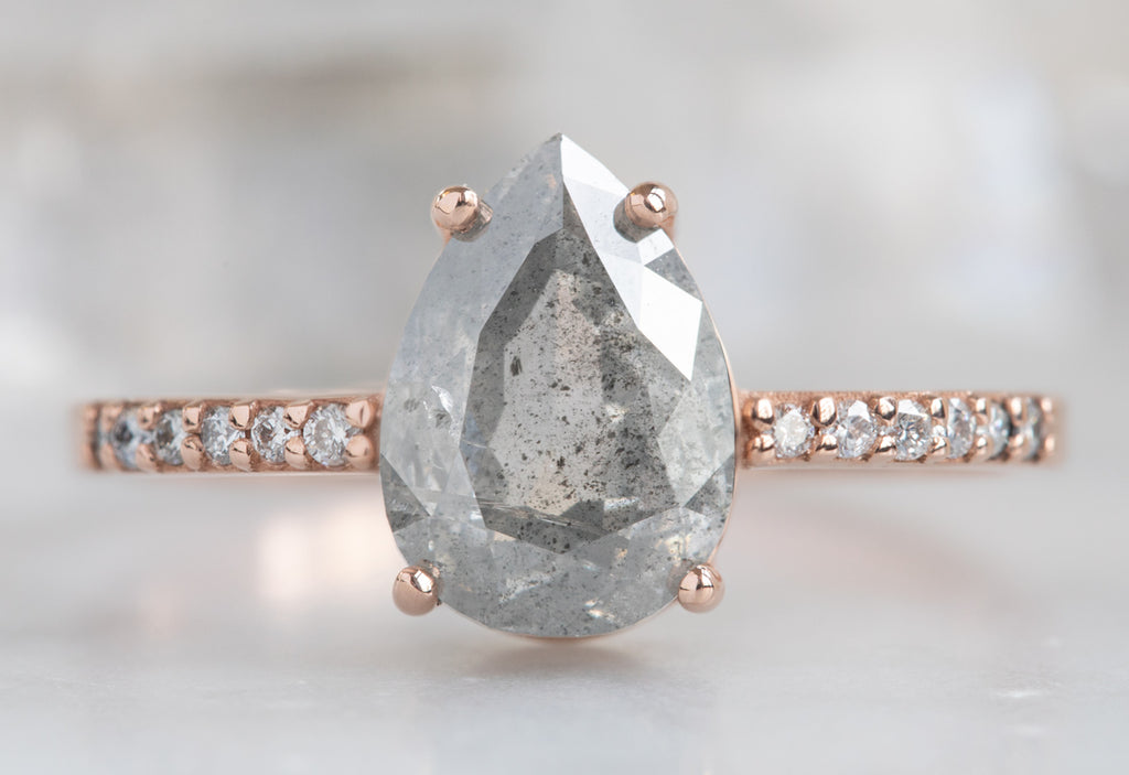 The Willow Ring with a Grey Pear-Cut Diamond