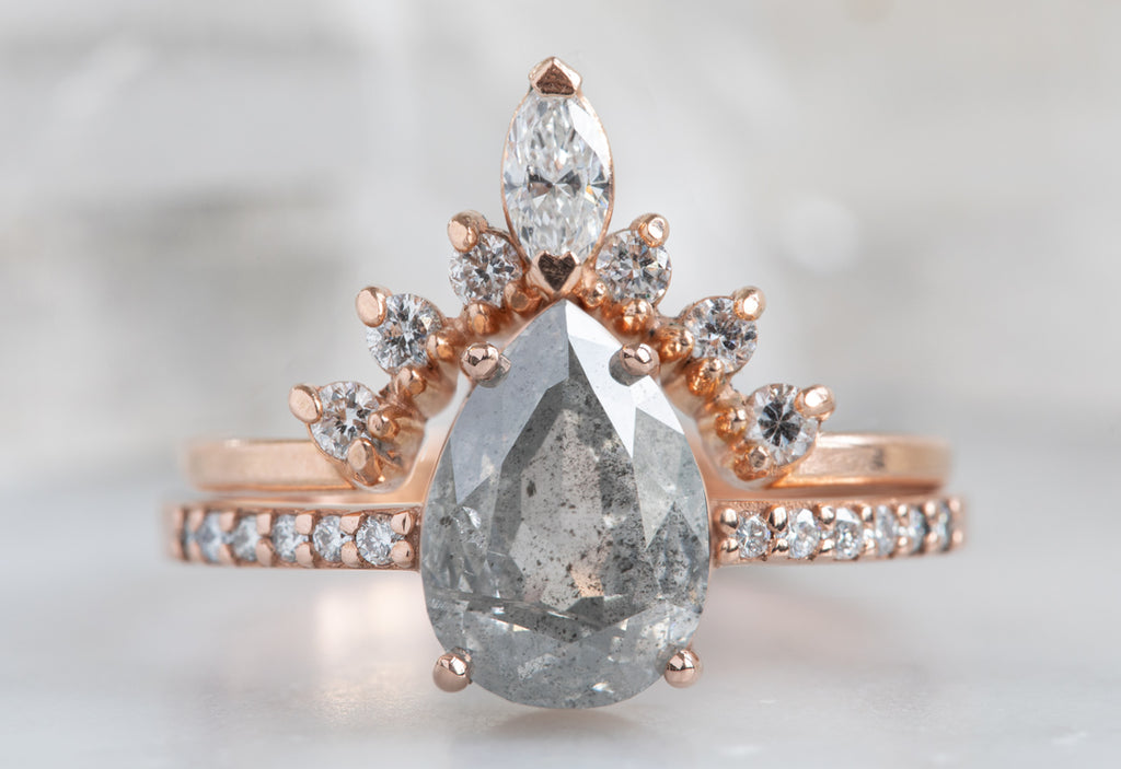 The Willow Ring with a Grey Pear-Cut Diamond