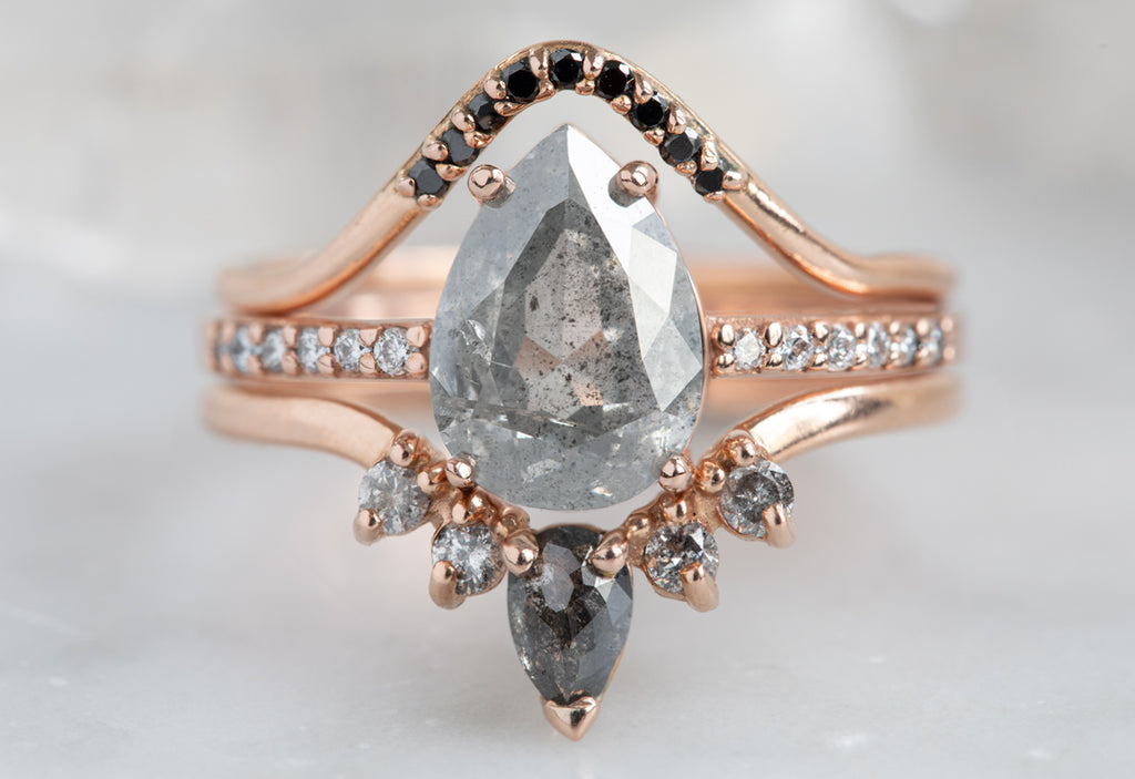 The Willow Ring with a Grey Pear-Cut Diamond