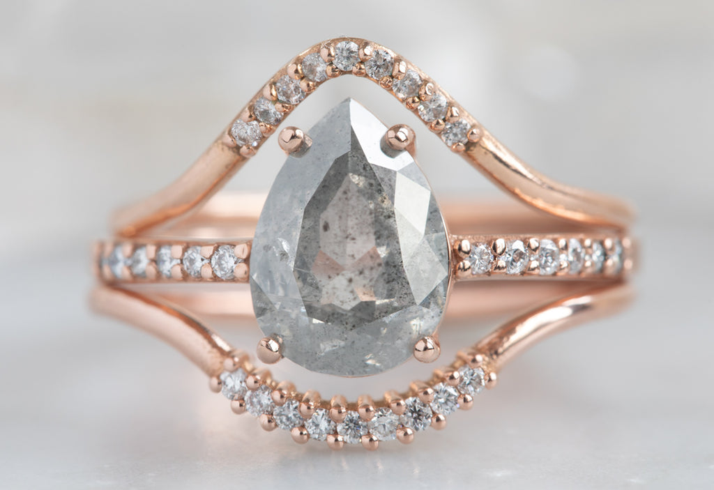 The Willow Ring with a Grey Pear-Cut Diamond