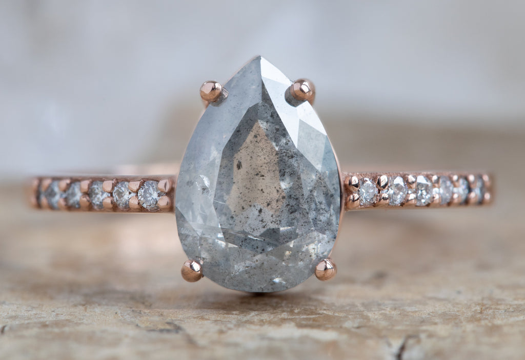 The Willow Ring with a Grey Pear-Cut Diamond