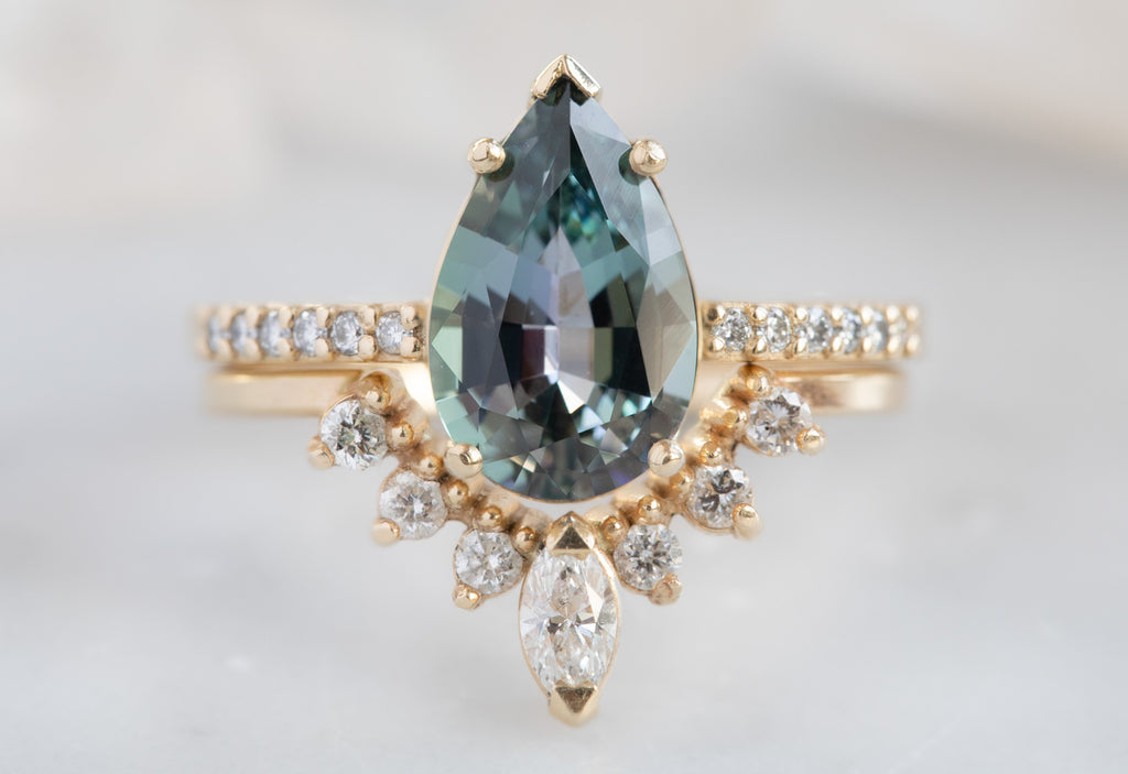 Pear Cut Tanzanite Engagement Ring with Pavé Band