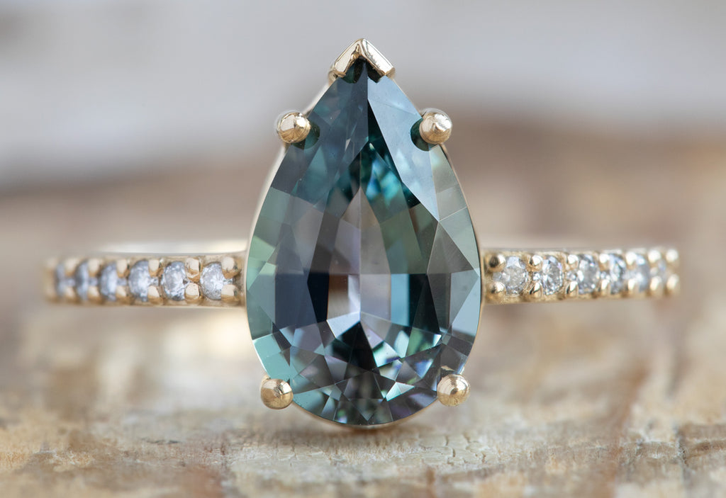 Pear Cut Tanzanite Engagement Ring with Pavé Band