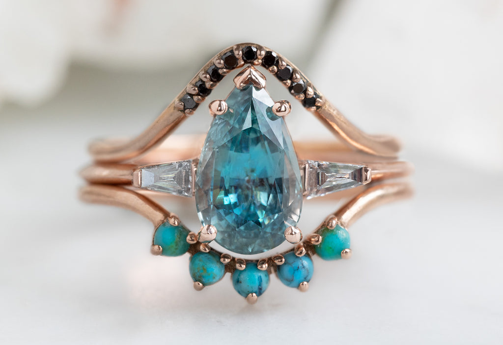 The Ash Ring with a Pear Cut Sapphire