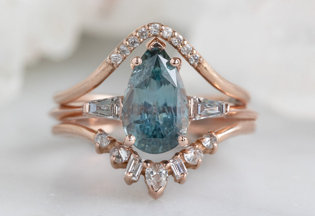 The Ash Ring with a Pear Cut Sapphire