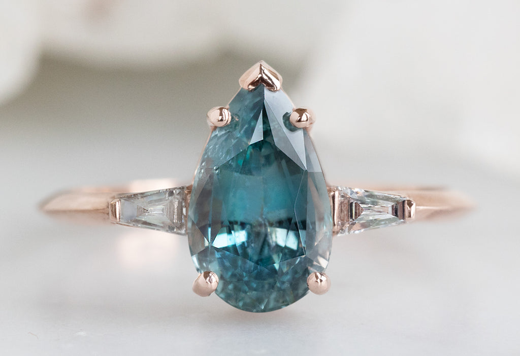 The Ash Ring with a Pear Cut Sapphire