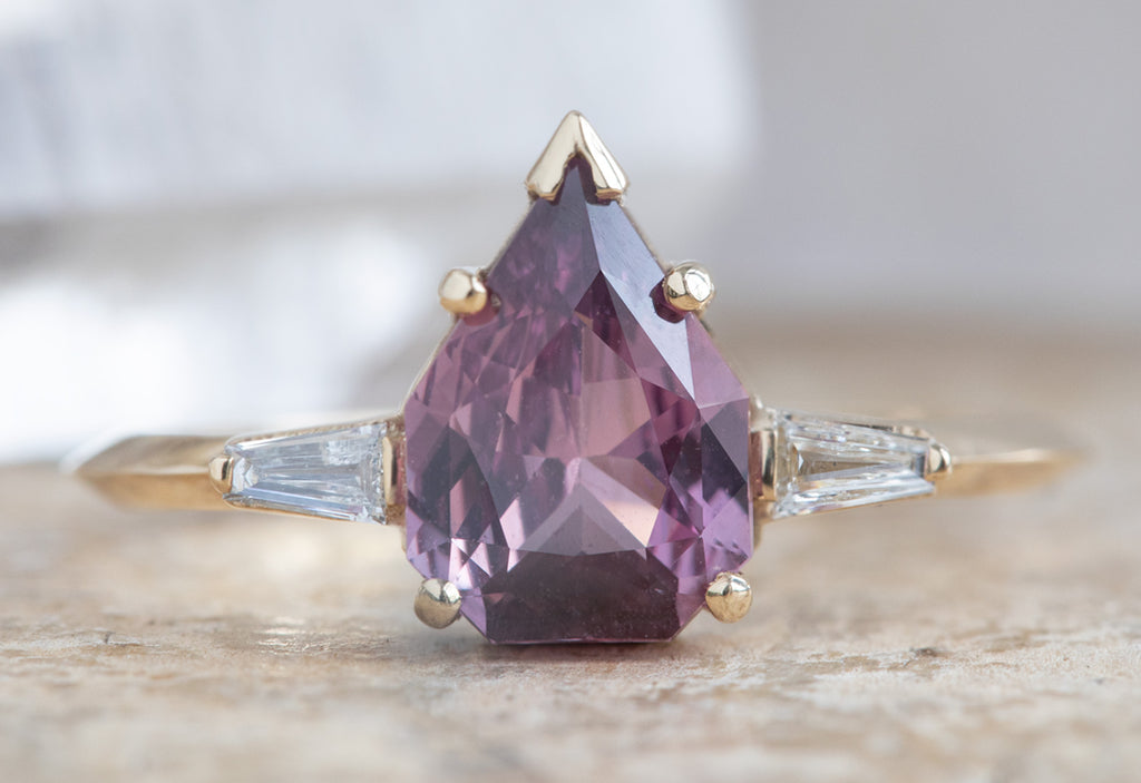 The Ash Ring with a Shield-Cut Pink Sapphire