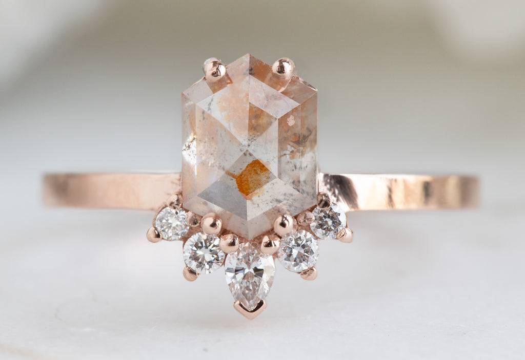 The Aster Ring with a Red Hexagon Diamond