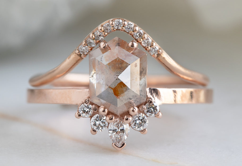 The Aster Ring with a Red Hexagon Diamond