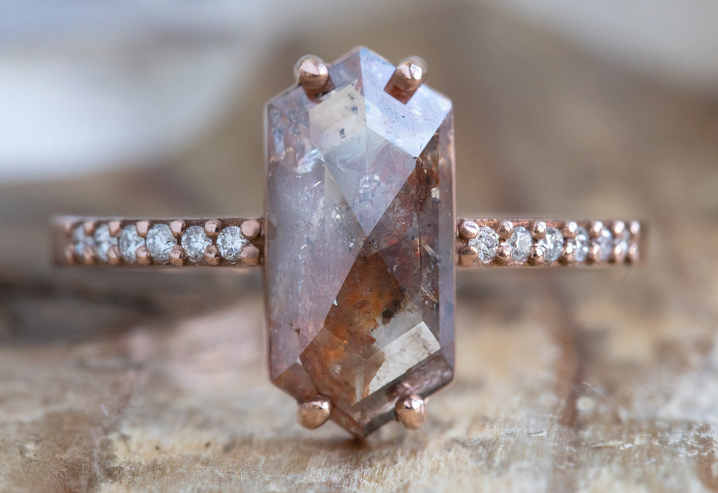 The Willow Ring with a Red Hexagon Diamond
