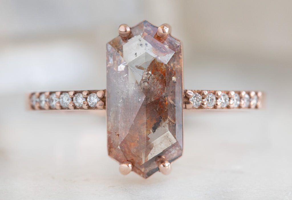 The Willow Ring with a Red Hexagon Diamond