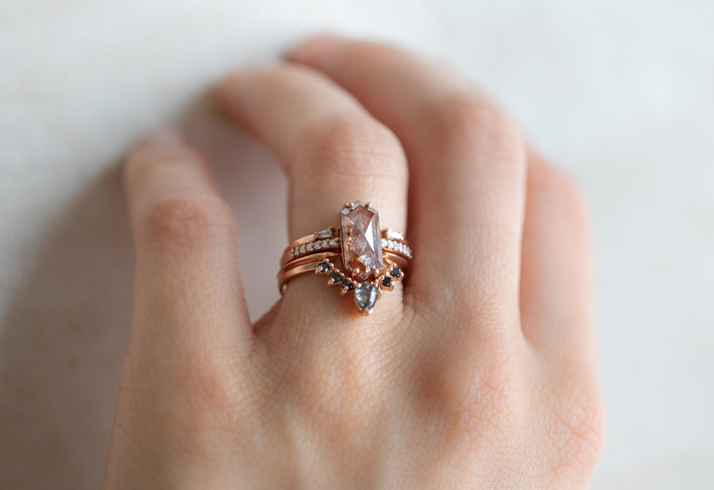 The Willow Ring with a Red Hexagon Diamond