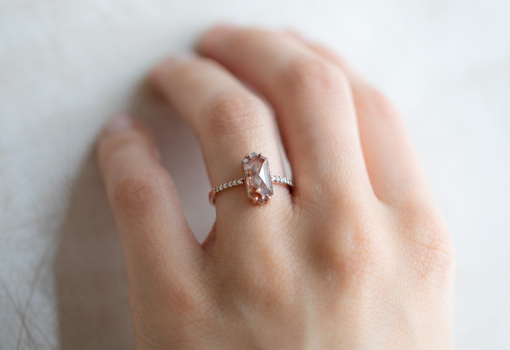 The Willow Ring with a Red Hexagon Diamond