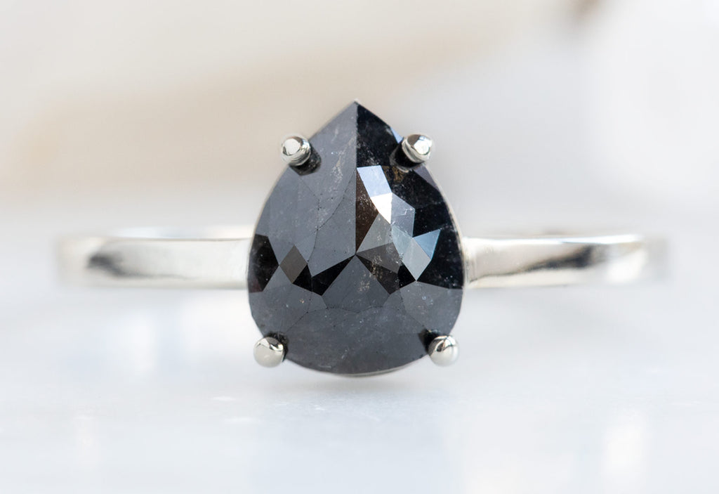 Rose Cut Black Diamond Engagement Ring