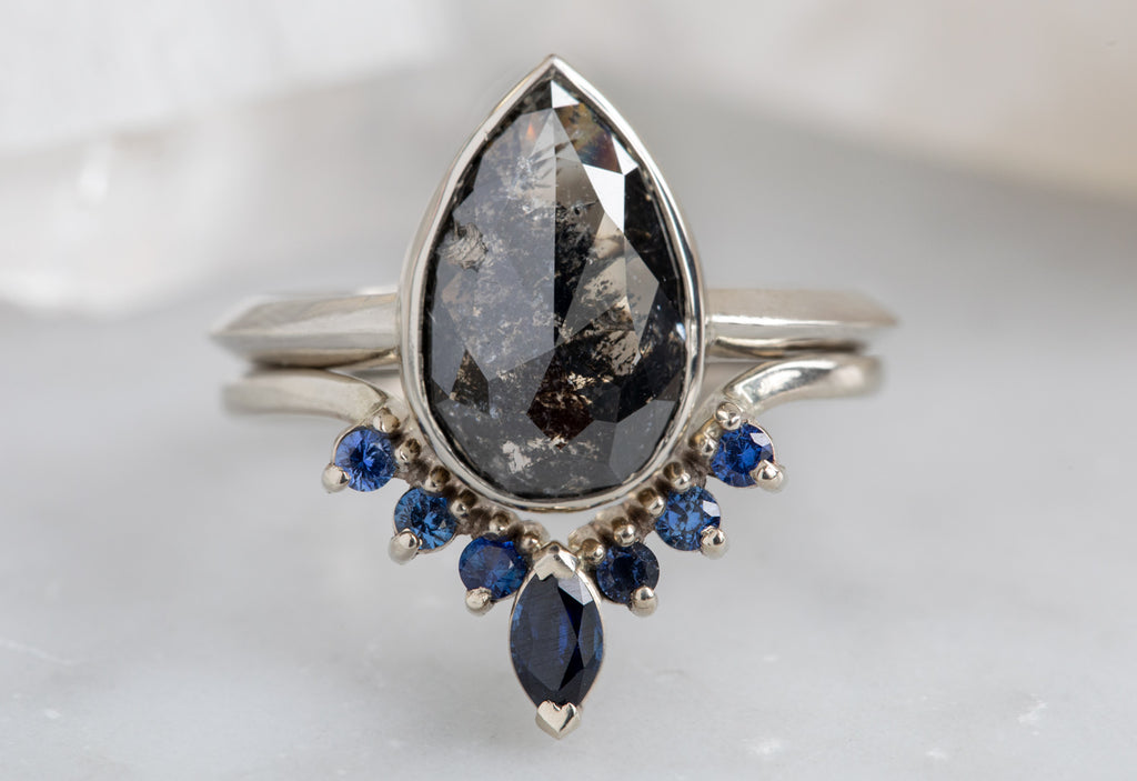 The Hazel Ring with a Black Pear-Shaped Diamond