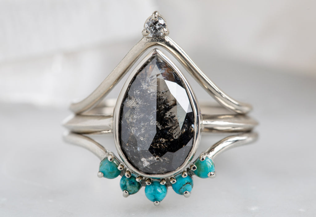 The Hazel Ring with a Black Pear-Shaped Diamond