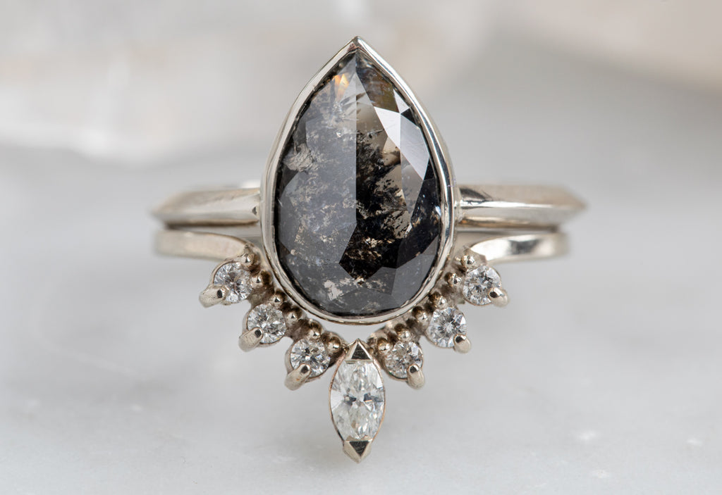 The Hazel Ring with a Black Pear-Shaped Diamond