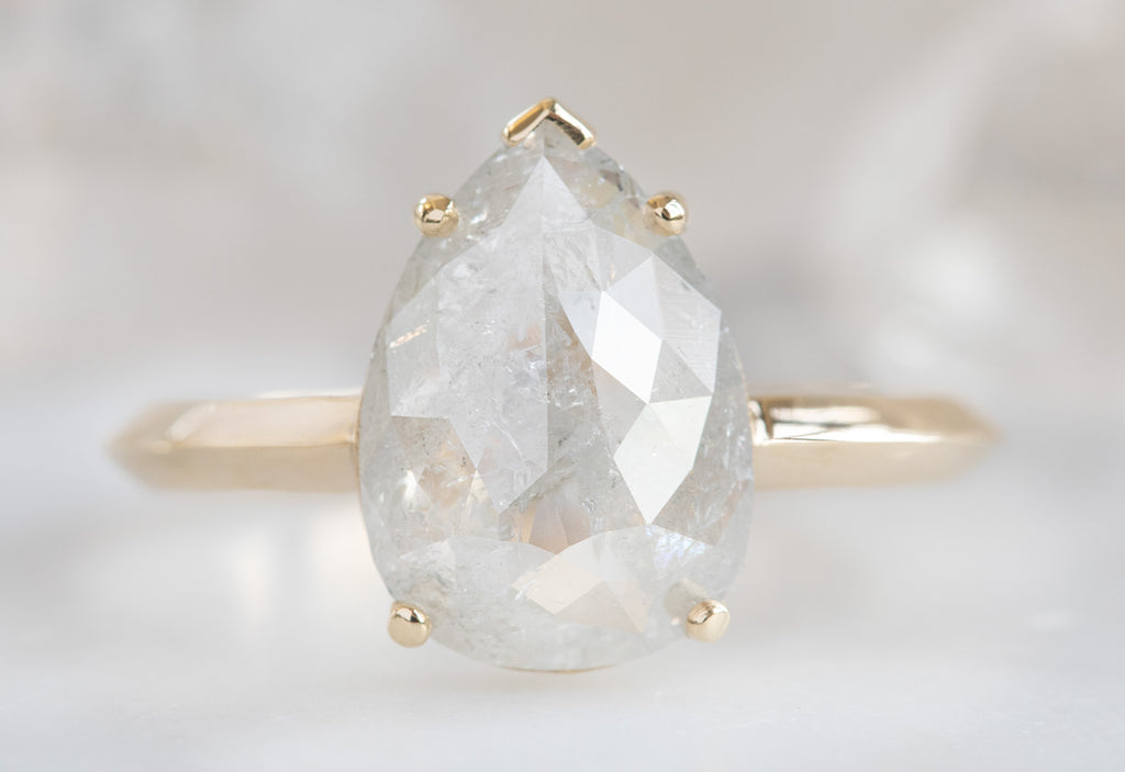 Large Icy White Diamond Engagement Ring with Knife Edge Band