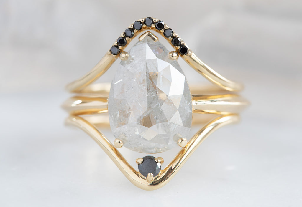 Large Icy White Diamond Engagement Ring with Knife Edge Band
