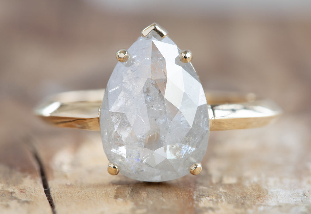 Large Icy White Diamond Engagement Ring with Knife Edge Band