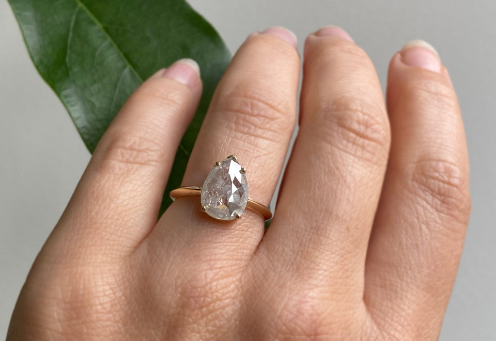 Large Icy White Diamond Engagement Ring with Knife Edge Band