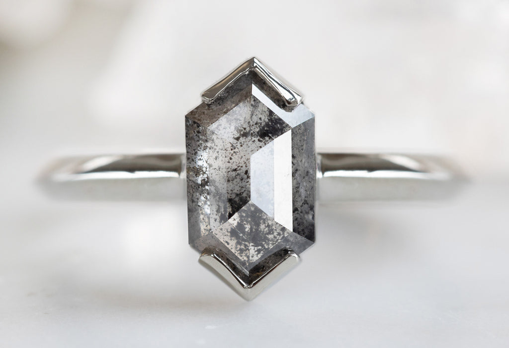 The Sage Ring with a Salt + Pepper Hexagon Diamond