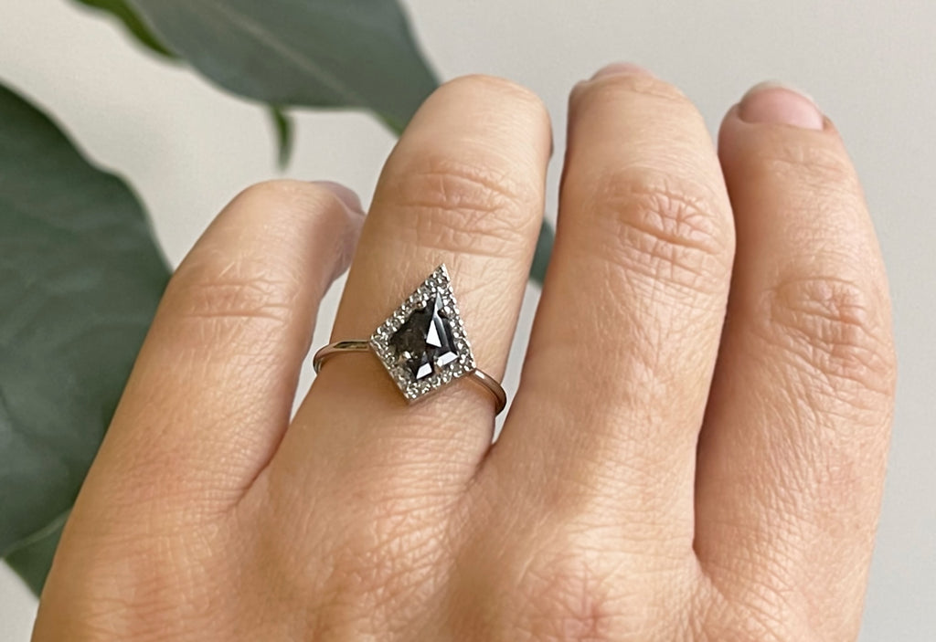 The Dahlia Ring with a Black Kite Diamond