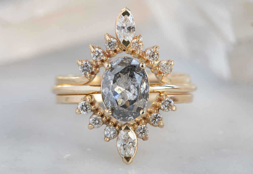 The Bryn Ring with an Oval Cut Salt + Pepper Diamond