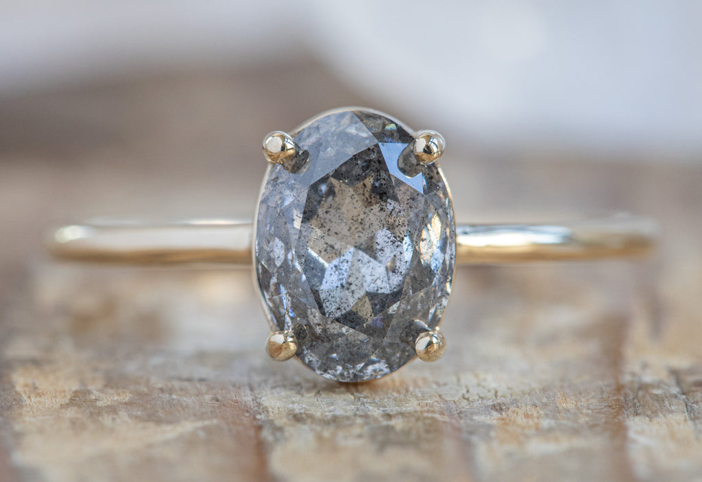 The Bryn Ring with an Oval Cut Salt + Pepper Diamond
