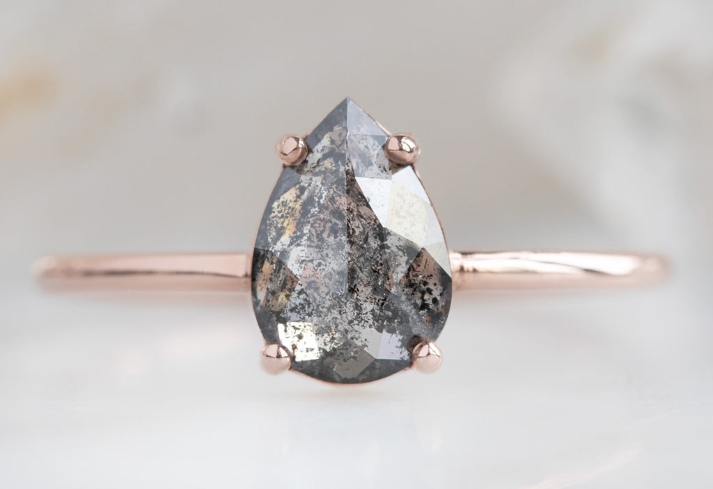 The Bryn Ring with a Salt & Pepper Pear-Cut Diamond