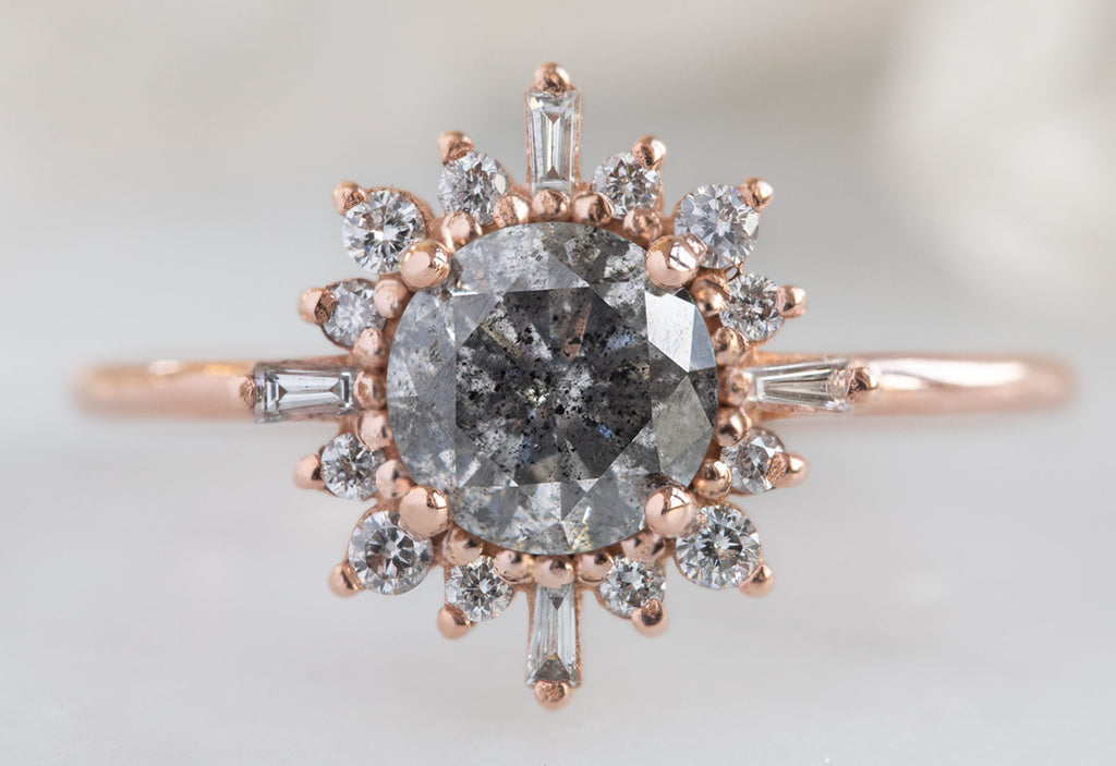 The Compass Ring with a Salt+Pepper Round Diamond