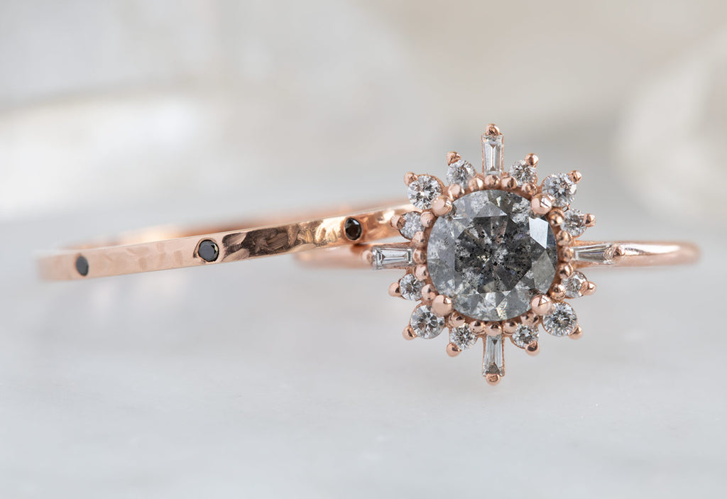The Compass Ring with a Salt+Pepper Round Diamond