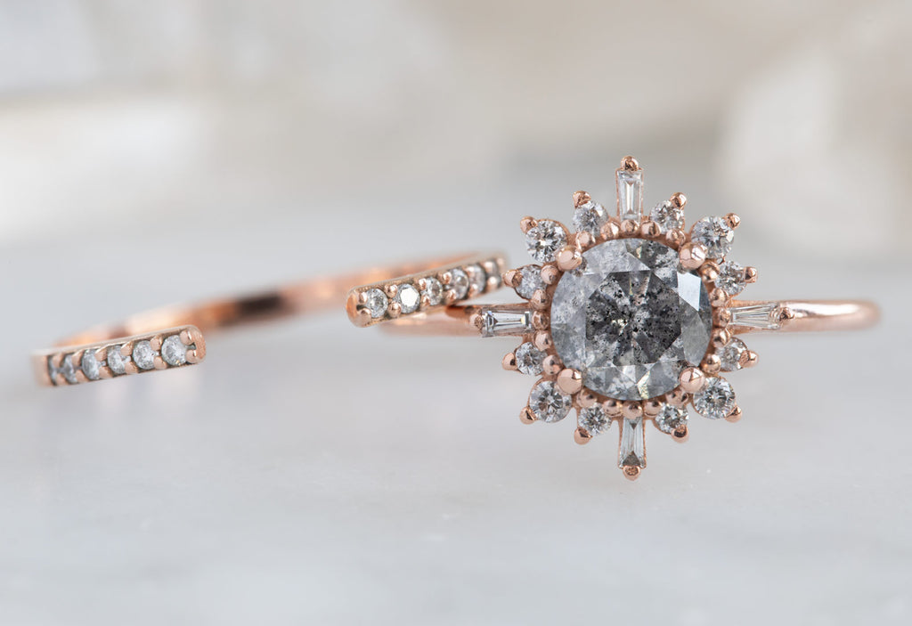 The Compass Ring with a Salt+Pepper Round Diamond