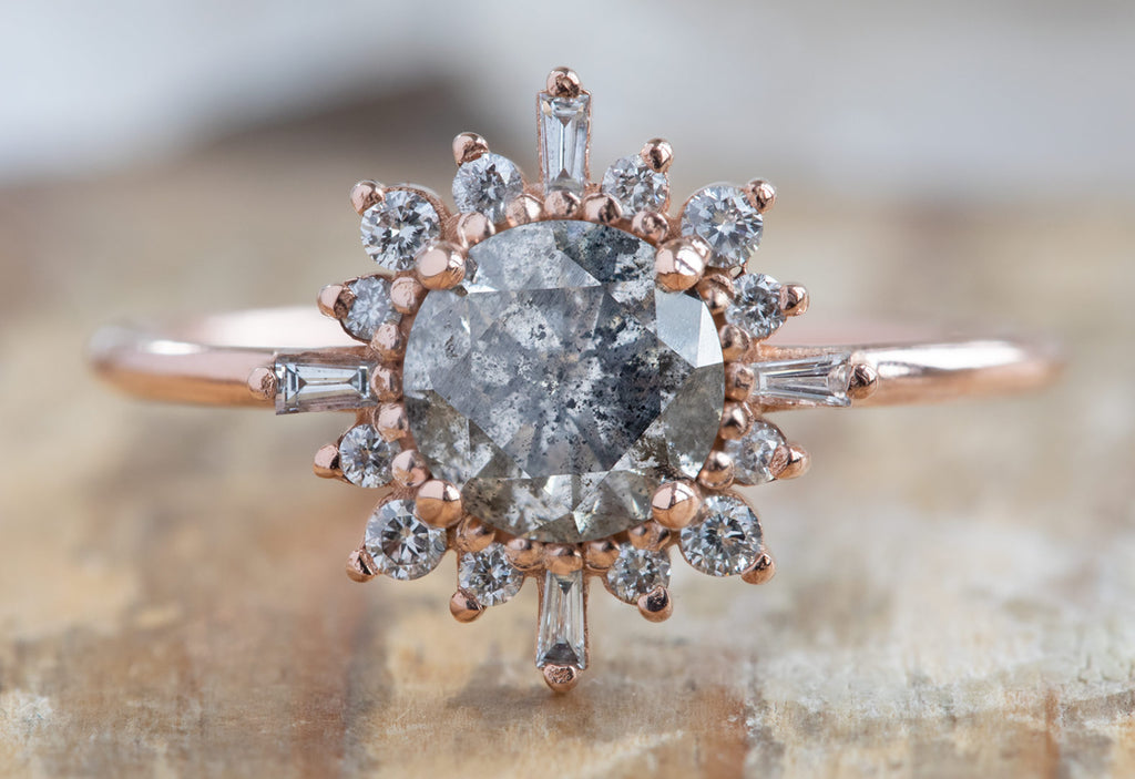 The Compass Ring with a Salt+Pepper Round Diamond