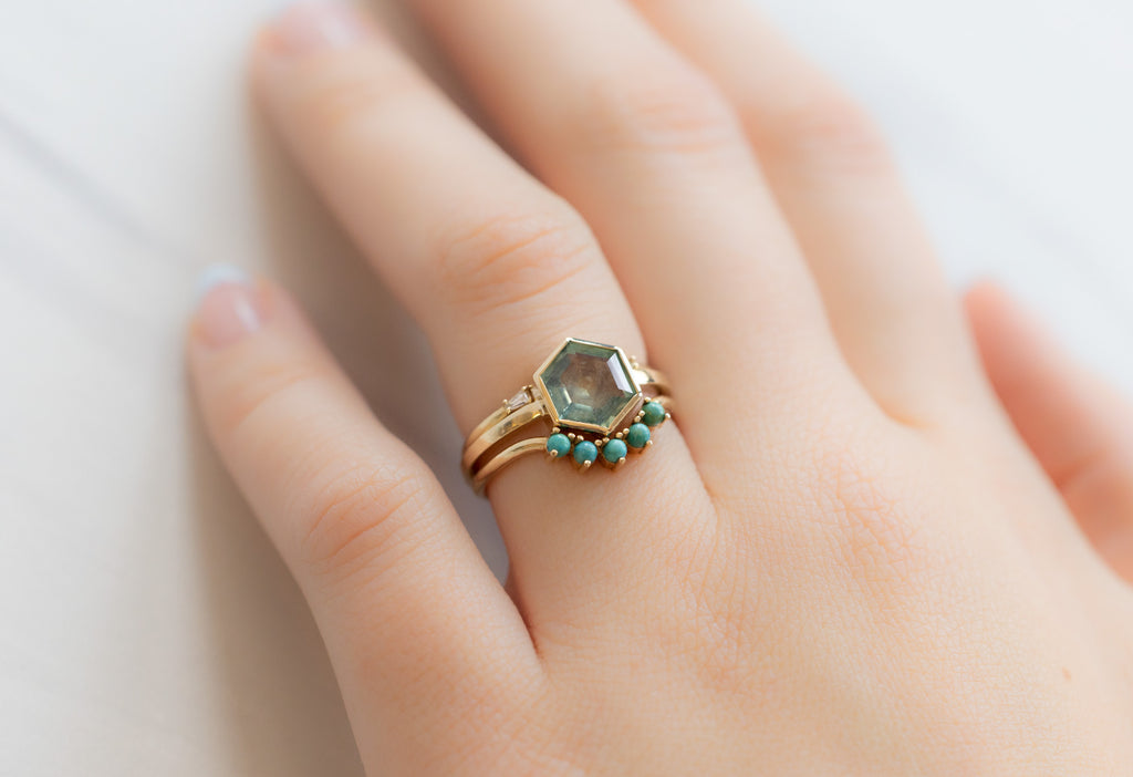 The Hazel Ring with a Montana Sapphire Hexagon