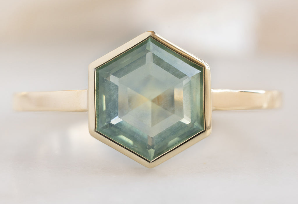 The Hazel Ring with a Montana Sapphire Hexagon