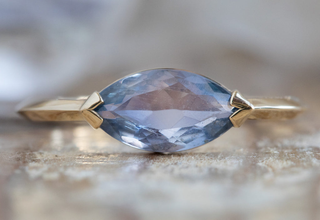 The Sage Ring with a Marquise Sapphire