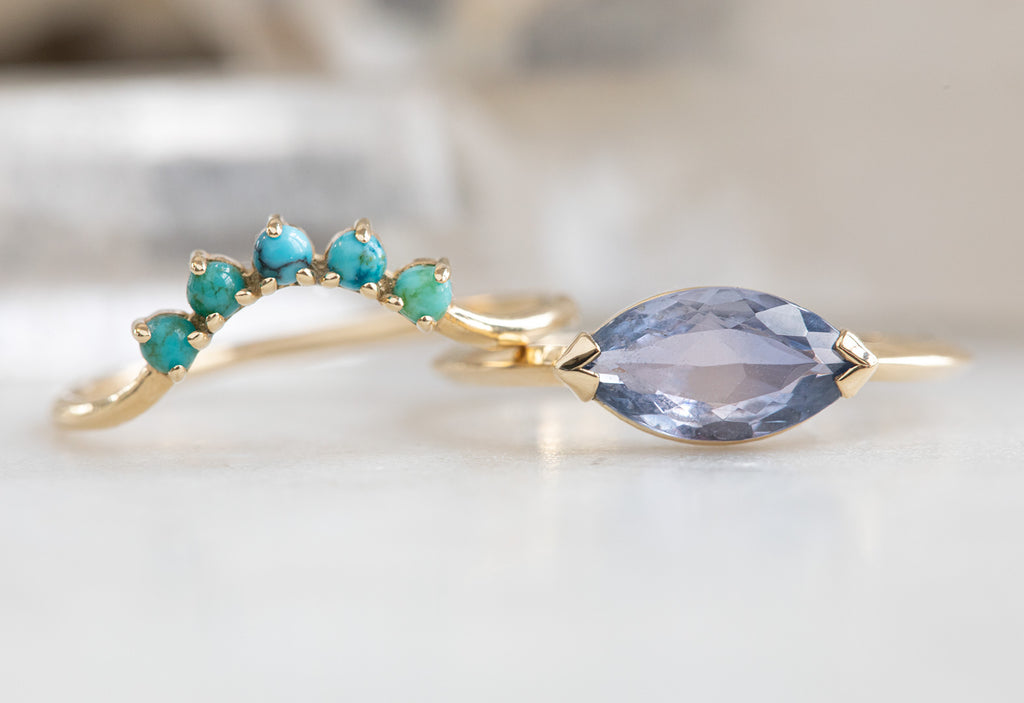 The Sage Ring with a Marquise Sapphire