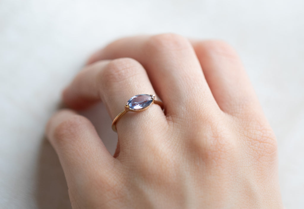 The Sage Ring with a Marquise Sapphire