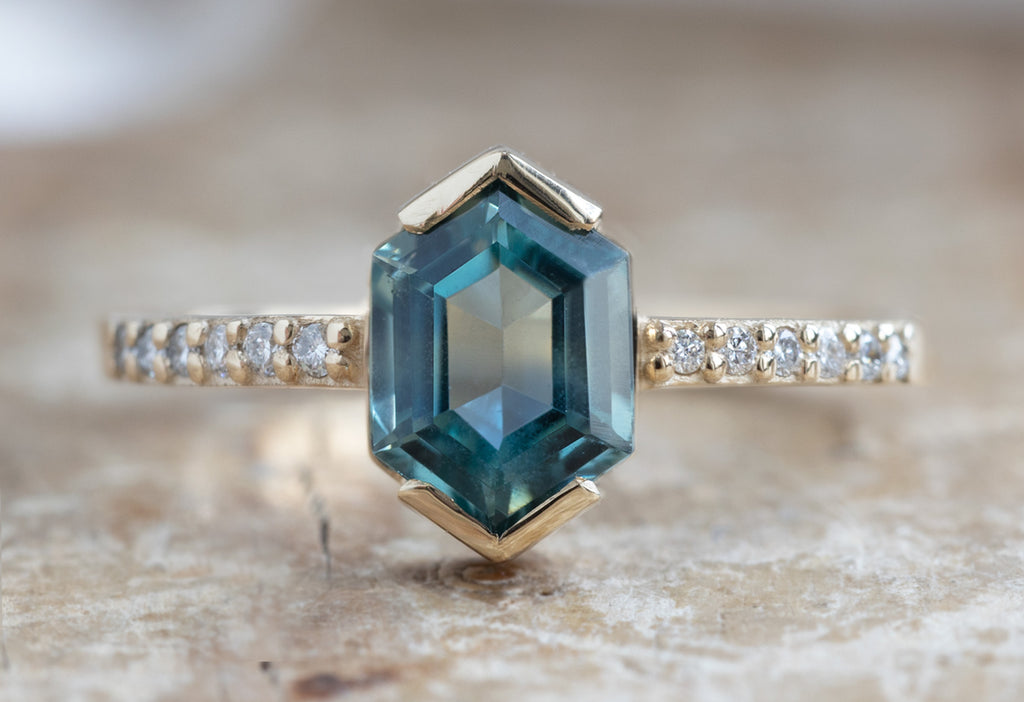 The Willow Ring with a Hexagon-Cut Sapphire