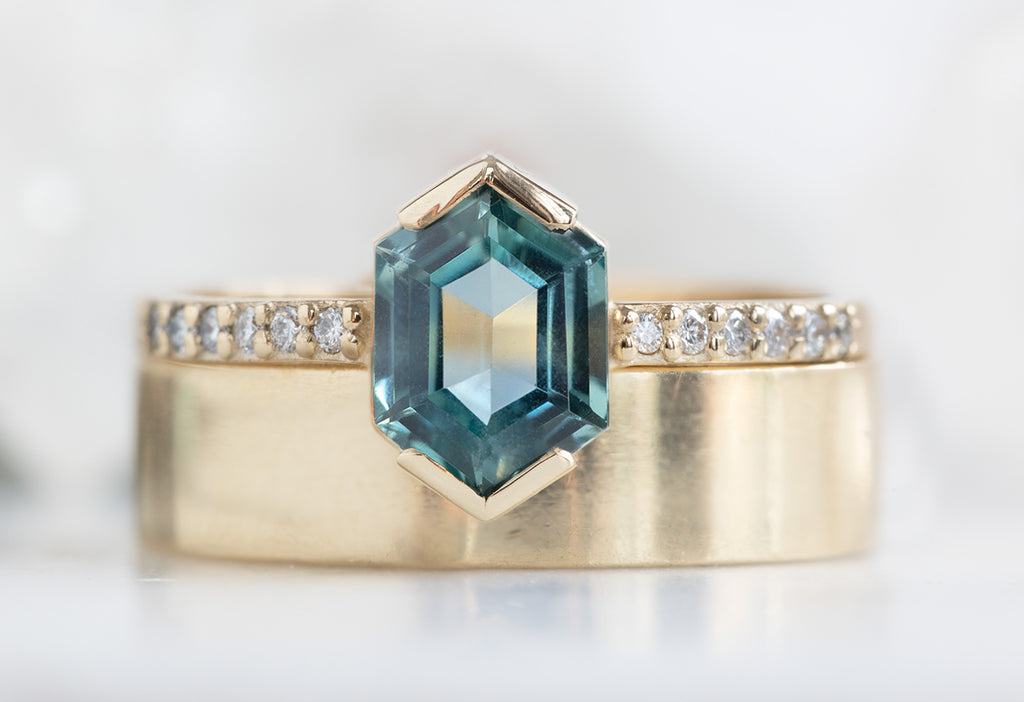 The Willow Ring with a Hexagon-Cut Sapphire
