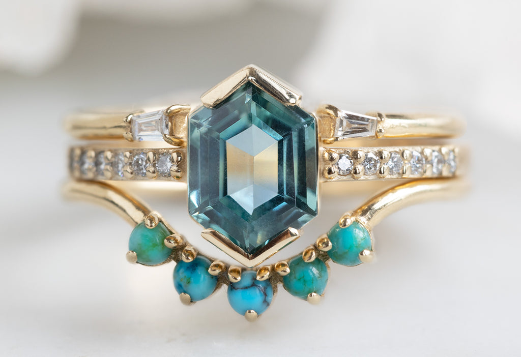 The Willow Ring with a Hexagon-Cut Sapphire