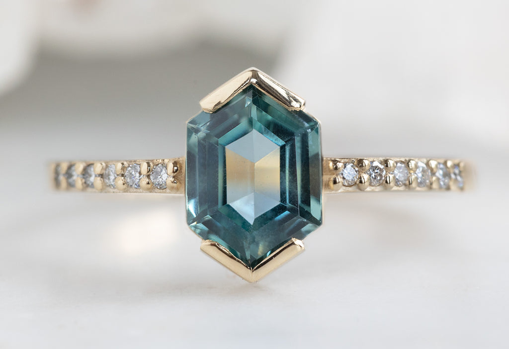 The Willow Ring with a Hexagon-Cut Sapphire