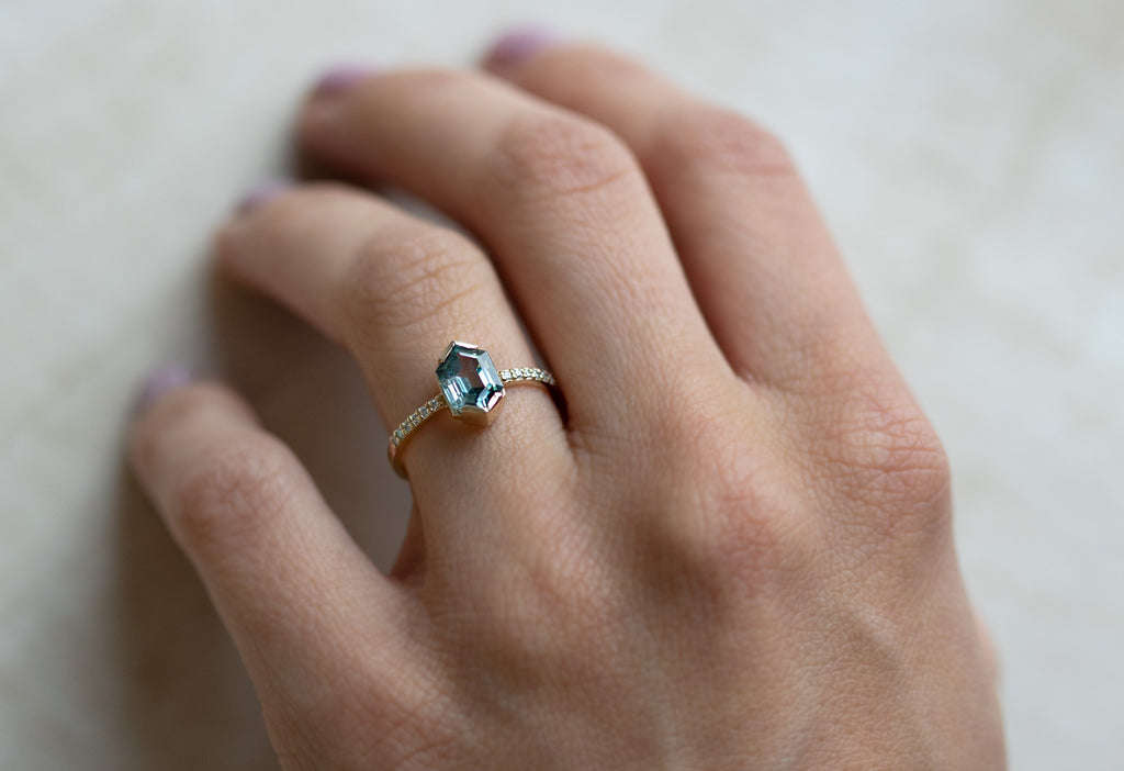The Willow Ring with a Hexagon-Cut Sapphire